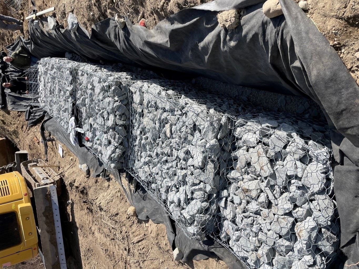 Construction of Gabion Stone Wall
